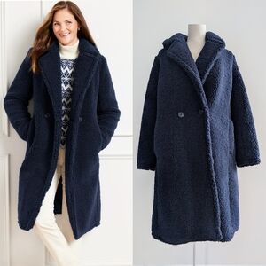 NWOT Talbots Navy Blue Sherpa Teddy Winter Coat